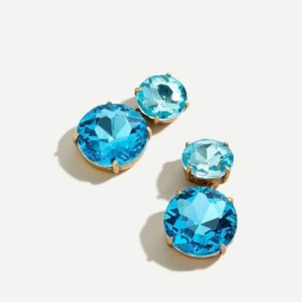 Double Drop Gem Earrings - Misty Turquoise